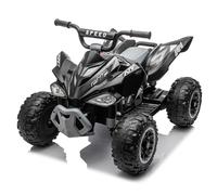 LALAHO Quad Electrico Niño, Moto Electrica Niños 3 a 8 Años（Negro） | Doppi Motori 35W, 12V 7Ah, Avvio Dolce, Sospensioni, Luci LED, Sicurezza, Quad Bambini