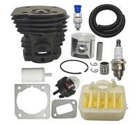 LALAL Kit de pistón de cilindro de 44 mm for Husqvarna 350 351 353 346XP Jonsered CS2150 Válvula de descompresión de línea de filtro de aire y combustible Pieza de motosierra