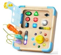 lalalark Tablero de Actividades Montessori, Juguete sensorial para bebés, Tablero de Actividades de Madera con 15 Luces LED y 9 Efectos de Sonido para desarrollar Habilidades motoras, Regalo niños