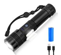 LALALUYE Linterna LED Recargable Alta Potencia 30000 Lúmenes,XH P160 .2 Linterna a Pilas,Zoom y COB,Impermeable 7 Modos Portátil Linternas con batería de 5000mAh