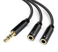 lalasis 3,5mm Jack Auriculares Audio Y Splitter, 3.5mm Macho a Hembra estéreo Divisor Auxiliar Enchufe Doble para computadora portátil,Tableta,Teléfono,Samsung,parlantes,PC,en Vivo etc. Negro