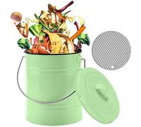 LALASTAR - Contenedor de compostaje para encimera con tapa, contenedor de compost de cocina, cubo de compost sin olor para residuos de alimentos de cocina con asa de transporte, 1 galón, color verde