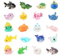 LALASTYLE 20 mini animales de resina marina, figuras de resina de animales marinos, animales pequeños coloridos, para acuario en miniatura, pecera, decoración del hogar en miniatura
