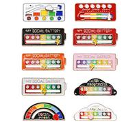 LALASTYLE Juego de 10 insignias y broches sociales a pilas con conversión de estado de ánimo, interruptor de emoción ajustable