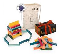 Laleni Bloques Madera construcción niños de Colores 90 Piezas - Juego Bloques Madera y Bolsa de Tela - para construcciones de Madera - Piezas Madera construcción niños - Bloques de Madera de Pino