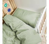 Laleni Funda Nórdica Cuna 100x135 cm Algodón, Funda Almohada 40x60 cm - Ropa Cuna Certificada Oeko-Tex - Verde