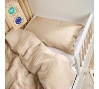 Laleni funda nórdica para 100x135 cm y funda de almohada 40x60 cm - ropa de cuna certificada OEKO-TEX - color marrón