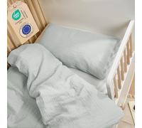 Laleni Funda nórdica para Cuna 100x135 cm sabanas Cuna de algodón - Sabana Cuna de Muselina 100x135 cm + Funda de Almohada 40x60 cm - Ropa de Cuna para edredón Cuna certificada Oeko-Tex - Color Azul