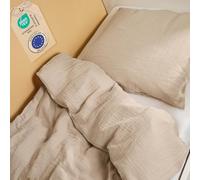 Laleni funda nórdica para cuna 135x200 cm sabanas cuna de algodón - sabana cuna de muselina 135x200 cm + funda de almohada 80x80 cm - ropa de cuna para edredón cuna certificada OEKO-TEX - color marrón