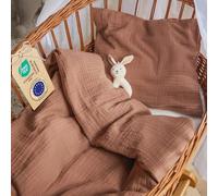Laleni Funda Nórdica Para Cuna 80x80 Cm De Algodón + Funda De Almohada 35x40 Cm - Set De Sábanas De Muselina Para Cuna Certificada Oeko-Tex - Color Cobre