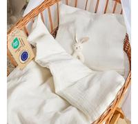 Laleni Funda Nórdica para cuna, Sabanas y Funda de Almohada Certificadas Oeko-Tex, 80x80 cm, Color Beige