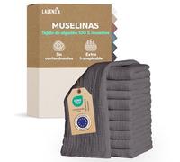 Laleni muselinas bebé algodón 70x70cm 20 uds - gasas para bebés para Piel Sensible - Ideal como Toalla bebé recién Nacido Supersuave y Absorbente - pañales de Muselina - Muselina algodón bebé en Gris