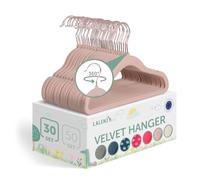 Laleni Perchas Infantiles 30 pzs de Terciopelo - Perchas Bebe Recien Nacido Ahorra Espacio - Perchas Ropa Bebe giratorias 360° - Perchas Terciopelo niños Antideslizantes - Rosa/Rosa empolvado