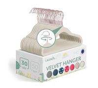 Laleni Perchas infantiles con funda de terciopelo, 30 unidades, ahorra espacio, giratorias 360°, en oro rosa y marfil