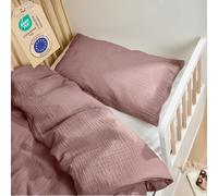 Laleni Ropa de Cama Infantil de Muselina de algodón, certificación Oeko-Tex, 100 x 135 cm + Funda de Almohada de 40 x 60 cm, para bebé, Color Malva