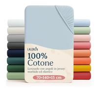Laleni Sabana Bajera 60to70x120to140x15cm Oeko-Tex - sabanaja Bajera 100% Algodon para Cama de Infantil Set de 2-Ropa de Cama Infantil - para Cuna Bebe Color Azul Claro