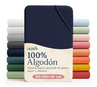 Laleni Sabana Bajera 80x160x30cm Oeko-Tex - sabanaja Bajera 100% Algodon para Cama de Infantil Simple-Transpirable Jersey Bebé, 130 g/m² - para Cuna Bebe Color Dark Ocean Blue - Azul