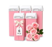 LALILL Cera Depilatoria Roll-on Rosa 100ml x6 - Cartuchos con Ingredientes Naturales - Cera Caliente Efectiva - Para Piernas, Cara, Axilas - Unisex, Uso Profesional y Doméstico