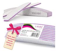 LALILL Limas de Uñas 100/180 (10 Piezas) - Profesionales para Uñas de Gel, Acrílicas y Naturales - Forma Media Luna Zebra - Manicura, Pedicura, Animales y Modelismo