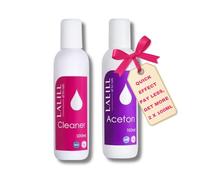 LALILL Set Limpiador de Uñas 100 ml + Acetona Removedor 100 ml - Preparador y Removedor Profesional para Esmaltes, Geles, Acrílicos y Nail Art