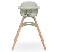Lalo The Chair - Trona convertible 3 en 1 de madera para bebés y niños, con bandeja apta para lavavajillas, reposapiés ajustable y cojín lavable a máquina, color salvia