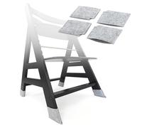 LaLoona Set de Protectores de Silla para Tronas | 4 Almohadillas Antirayaduras de Fieltro Protector Compatibles con Hauck Alpha - Beta - roba Sit Up y más | Protege Suelo de Parquet y Laminado - Gris