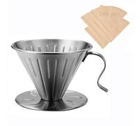 Lalord Cafetera de Acero Inoxidable 304 con 100 Filtros de Papel, Gotero de Café, 600 ml