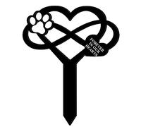 Laluky Decoración para tumba de perro o gato, corazón con huella, cruz para animales, resistente a la intemperie, para tumba de animales o jardín, cruz o corazón, marcador significativo, pata de