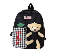 Lam Hub Fong Mochila Escolar Infantil Personalizada con Nombre Oso Bolsa de Guardería Regalos para Niños Niñas (B-Negro)