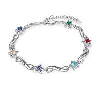 Lam Hub Fong Personalizado Mujeres Pulsera Infinita con 2-7 Nombres Grabado Ajustable Amor Amistad Pulseras para la Madre Hija de Regalo para el Día de la Madre Cumpleaños Navidad (6 Nombres)