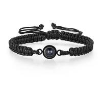 Lam Hub Fong Pulsera con Foto Personalizada para Hombre Pulsera Foto Proyeccion Ajustable Regalos para Día De Navidad Cumpleaños (Negro)