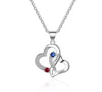 Lam Hub Fong Regalos de Nochebuena para Mujeres, Collar personalizado, Plata S925, Grabado Individualmente con 2-5 Piedras de Nacimiento y Nombre, Collares Colgantes de Corazón Diseñados a Medida