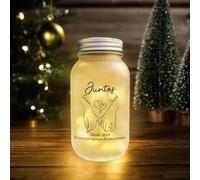 Lam Hub Fong Tarro Mason con Luces LED Personalizado con Nombres y Fecha Luz Cálida Decoración de Mesa o Colgante Regalo Romántico para Parejas Navidad Aniversario Boda San Valentín (Style 2)