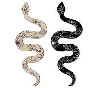 Lam-lord 2 piezas de decoración de pared de serpiente, color negro, bohemio, bruja, bonita decoración de serpiente, de madera, estética natural, decoración de escritorio, marco de decoración de altar,