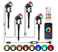 Lam(MS)pen 4 Focos LED RGBW de Jardín con Temporizador Bluetooth APP, Luces para Jardin, RGB+Blanco Cálido con Clavija de Tierra IP65 Impermeable 24V para Exterior