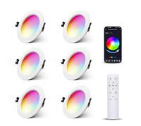 Lam(MS)pen 6 x Foco empotrable LED Bluetooth, regulable 10W RGBW Blanco cálido Blanco frío APP con mando a distancia downlight LED empotrable redondo 230V para salón, dormitorio