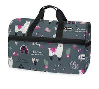 Lama and Cute - Bolsa de viaje con diseño de cactus para hombres, mujeres, niños, niñas y adolescentes, bolsa de gimnasio deportiva de gran tamaño con compartimento para zapatos, bolsa de