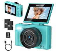 LAMA Cámara digital, mini cámaras digitales 4K 64 MP, cámara fotográfica con tarjeta SD de 64 G, cámara compacta de 3,0 pulgadas, 180 °, zoom 18X, cámara digital de fotos para niños, adolescentes