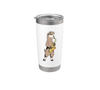 Lama de dibujos animados tocando el saxofón Vaso térmico de acero inoxidable de doble pared