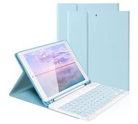 LAMA Funda con Teclado Bluetooth Compatible con iPad 2020 8th Gen/iPad 2019 7th Gen de 10.2, iPad Air 2019 3, iPad Pro 2017 de 10.5 Funda Protectora para Teclado Inalámbrico con Portalápices QWERTZ