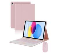 LAMA Funda con teclado Bluetooth con panel táctil y mouse, funda de teclado inalámbrico desmontable con soporte para lápices para iPad de 10ª generación de 10.9 pulgadas 2022, iPad A16 de 11 pulgadas