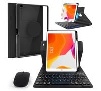 LAMA Funda magnética giratoria con teclado Bluetooth con mouse para iPad de 10.2 y 10.5 pulgadas, funda de teclado inalámbrico desmontable para iPad (9ª 2021/8ª 2020/7ª generación 2019, Air 3 2019