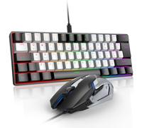LAMA Juego de teclado mecánico para juegos y Muas con iluminación RGB/61 teclas/teclado intercambiable en caliente para PC, MAC, PS5, Xbox Gamer (disposición QWERTZ y US QWERTY), negro y blanco