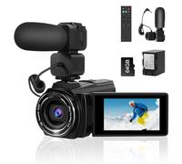 LAMA Videocámara de vídeo 8K, cámara de vlogging de 64 MP, zoom digital de 18X, cámara de visión nocturna por infrarrojos, grabadora digital WiFi con tarjeta SD de 64 GB, 4500 mAh Akuu (4,5 horas de