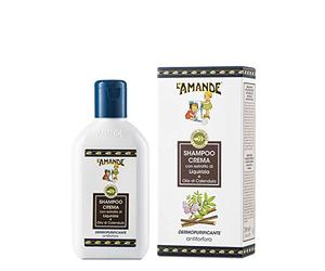 L'AMANDE - Champú anticaspa profesional con vitamina E y aceite de caléndula, champú Cute Grassa Bio de Acción Purificante, Champú Hombre y Mujer Suave e Hidratante en Crema - Regaliz, 200 ml