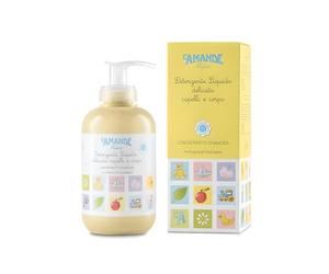 L'AMANDE - Limpiador para bebés y niños para cuerpo y cabello con extracto de mimosa, gel de ducha delicado, ideal para baño de acción emoliente e hidratante corporal - Enfant, 250 ml