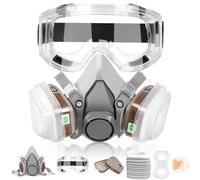 LAMANICE Máscara de protección respiratoria con 10 piezas de filtros de algodón, gafas protectoras y tapones para los oídos, protección facial para polvo, formaldehído, lijado, soldadura, carpintería,