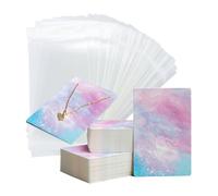 Lamantery Tarjetas de collar con estampado de nubes con bolsas, juegos de tarjetas de aretes para exhibición de joyas, tarjetas colgantes de 3.5 x 2.3 pulgadas, 100 piezas de papel con 100 bolsas