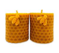 LAMARE 2 Velas de Miel de Abeja Natural 100% Cera de Abeja Hechas a Mano Sin Parafina - Ritual Mágico Buena Suerte 11/22 - Velas Decorativas - Perfectas para regalo (8 cm x 6 cm)