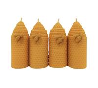 LAMARE 4 Velas de Miel de Abeja Natural 100% Cera de Abeja Hechas a Mano Sin Parafina - Ritual Mágico Buena Suerte 11/22 - Velas Decorativas - Perfectas para regalar (11 cm x 4 cm)
